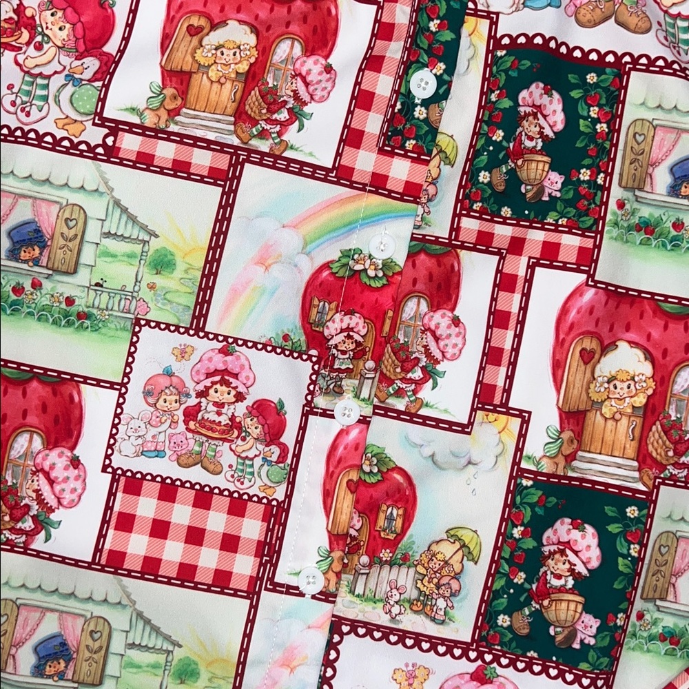 The World Of Strawberry Shortcake Button Down 3/4 Sleeve Adorable Top ππ°π - Picture 3 of 10
